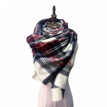 Women's Soft Classic Plaid Pashmina Scarf Color Contrast Shawl Wrap ...