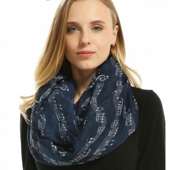 Ovetour Women's Fashion Music Note Print Infinity Scarf Shawl - Dark Blue - C817YLZ7C4U