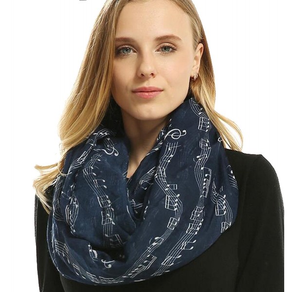 Ovetour Women's Fashion Music Note Print Infinity Scarf Shawl - Dark Blue - C817YLZ7C4U