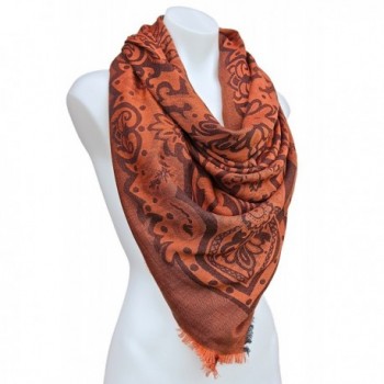 Terra Nomad Women's Silky Pashmina Scarf Shoulder Wrap Shawl - Pumpkin - C2129E1SEKP