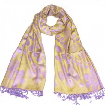 Lovarzi Women Floral and Polka Dots Pashmina Scarf - Ladies winter scarves - Golden & Purple - CK11I2DFS1F
