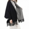 BeneAlways Women Reversible Cape Cloak Pashmina Poncho Scarf Shawl Wrap - Black + Grey - CY187AI7SL5