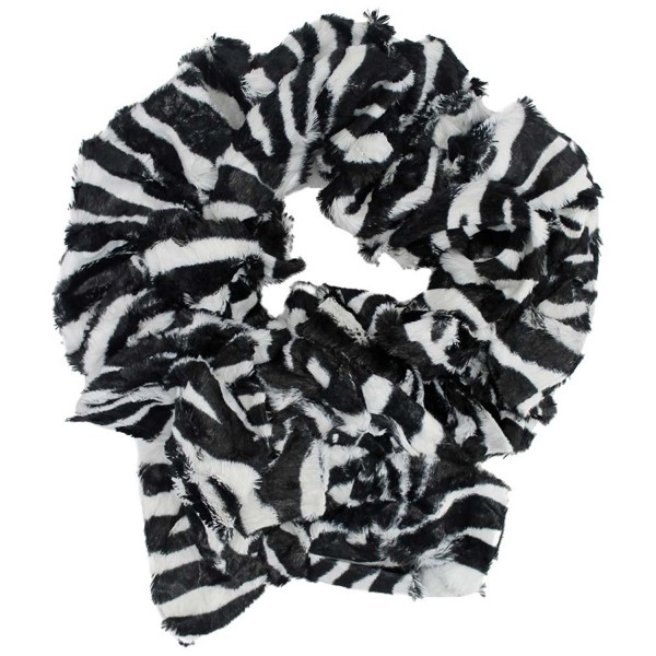 Long Scrunched Plush Scarf - Black & White - C211FEPVZ0H