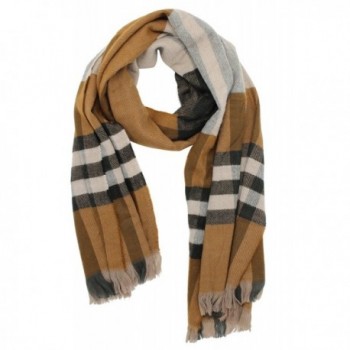 Plaid Blanket Scarf Women Warm Soft Long Pashmina Scarves Wrap Cape Shawl - Brown - CO1888MN6TE