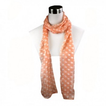 Modadorn Spring Lightweight Polka Dot Print Scarf - Coral - C611COLEDJ9