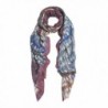 Elegant Multi Color Feather Print Frayed Edge Fashion Scarf Shawl Wrap - Purple - CA12MTDEZPX