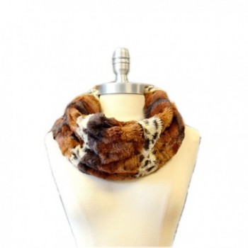 SCARF_TRADINGINC Super Soft Animal print Faux Fur Infinity Scarf Loop Cowl - Animal Spot Tan - CI119H41ADH