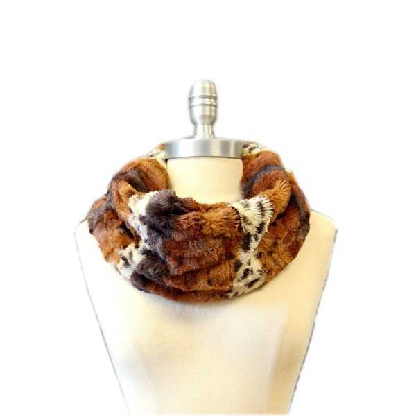 SCARF_TRADINGINC Super Soft Animal print Faux Fur Infinity Scarf Loop Cowl - Animal Spot Tan - CI119H41ADH