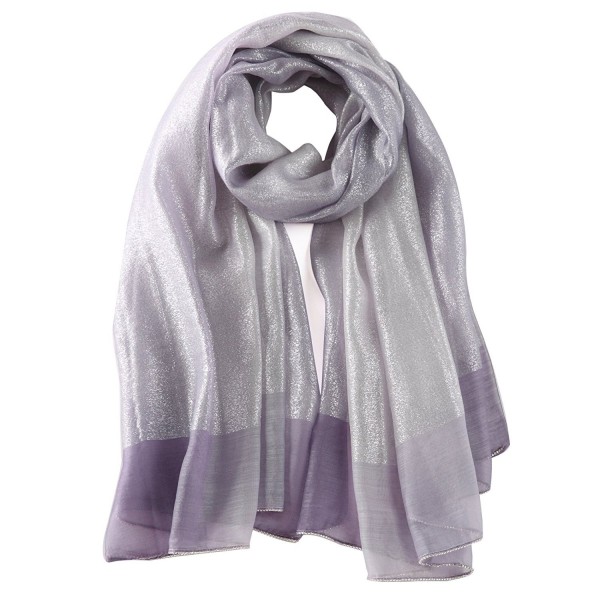 Women's Gradient Scarf Large Silk and Wool Shawls with Silver - Km04 ...