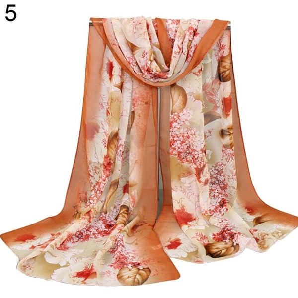 dds5391 Fashion Lady Women Floral Print Sheer Chiffon Soft Long Scarf Scarves Sheer Wrap Shawl Gift - 5 - CS1892KCWYA