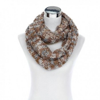 Super Soft Winter Multi Color Knit Infinity Loop Circle Scarf - Diff Colors - Taupe/Grey - C111PIBNDS9