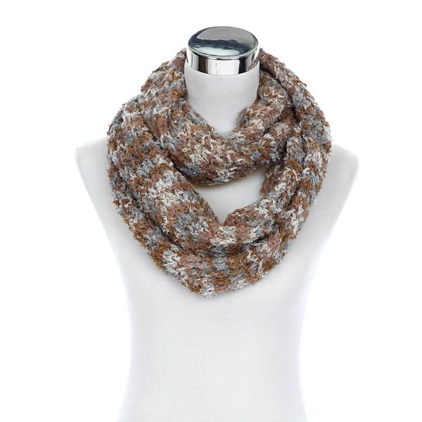 Super Soft Winter Multi Color Knit Infinity Loop Circle Scarf - Diff Colors - Taupe/Grey - C111PIBNDS9