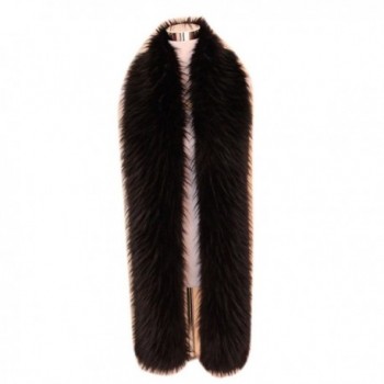 Men Women's Winter Faux Fake Fur Collar Scarf Wrap Shawl Shrug 70" - Black - CI17YXGOR90
