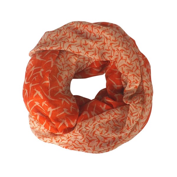 Peach Couture Vintage Fashion Funky Bird Print Infinity Loop Scarves - Orange - CR12NTO2X45