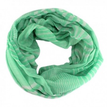 PendantScarf Premium Soft Lightweight Art Oil Painting Infinity Scarf - Striped Green - CI17YX0SX2H