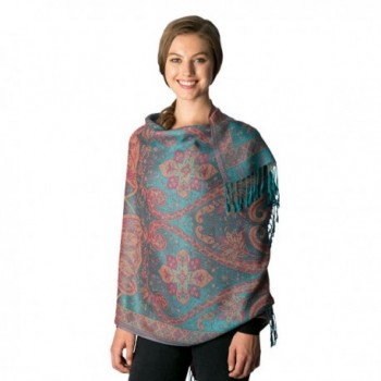 Fashion 21 Women's Multi Colored- Baroque- Paisley Pattern Pashmina Shawl Scarf - Baroque Pattern - Teal - CA185QCYTO0