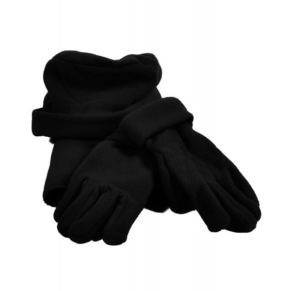 Women's Black Solid Polyester Fleece 3-Piece gloves scarf Hat Winter Set WSET50 - C3110872FPF