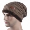 Spikerking New Mens Knitted hats Plush Lining Winter Thick Beanie Hat Skull Cap - Khaki - C6186YHLTC2