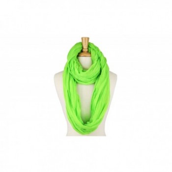 Feriamode Crinkle Solid Infinity Scarf - Lime Green - CH12I1VZ1WX