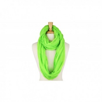 Feriamode Crinkle Solid Infinity Scarf - Lime Green - CH12I1VZ1WX