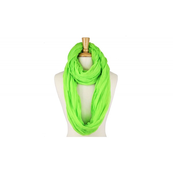 Feriamode Crinkle Solid Infinity Scarf - Lime Green - CH12I1VZ1WX