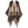 EPGM Women's Lovely Draped Fringed Open Front Abstract Pattern Cardigans Poncho Wrap - Khaki - C6188ZCO406