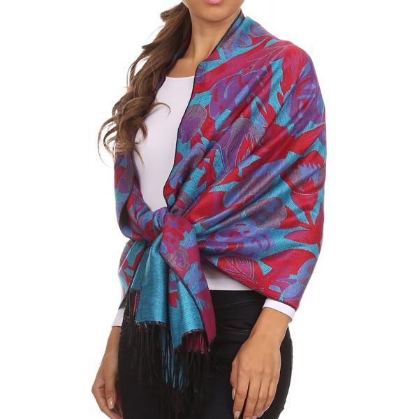 Sakkas Albany colorful floral double layer Pashmina/ Shawl/ Wrap/ Stole - 2-aquaviolet - C2124TM17V7