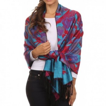 Sakkas CHS1710 colorful Pashmina 2 AquaViolet in Wraps & Pashminas