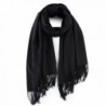 Cashmere Poncho Blanket Scarfs Fringe - Black - CC188GOA4AL