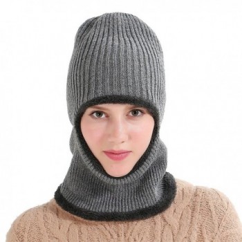 Runtlly Windproof Ski Face Mask Winter Hats Warm Knitted Balaclava Beanie Hat - Gray - CC1878E0ZAO