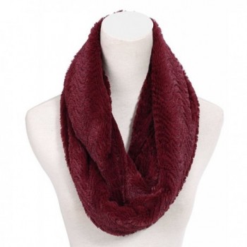 SPRING SALE Lush Faux Fur Infinity Scarf Easter Gift Idea for Women (ASSORTED COLORS) - Burgundy - CG187AU3IYG