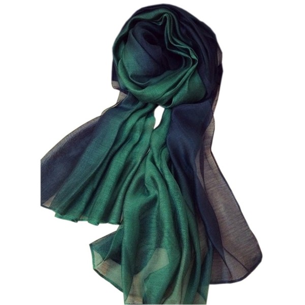 Unilove Summer Silk Scarf Gradient Color Long Lightweight Sunscreen Shawls for Women - Dark Green - CL17X0L2LUD