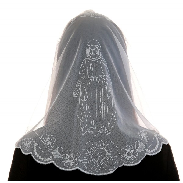 Anna Veils Chapel Catholic Veil Spanish Lace Mantilla Medium - Virgin Mary - White - CY11Y25XW5V