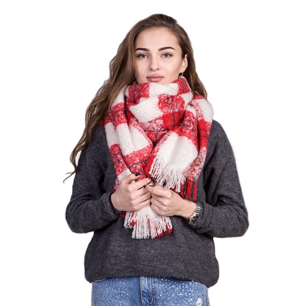 Women Vintage Plaid Scarf Shawl Blanket Oversized Scarf Wrap Winter Accessories - CE18899MM6M