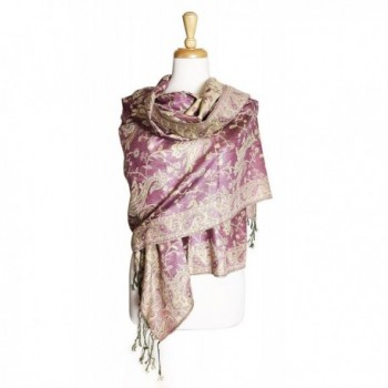 Paskmlna Reversible Paisley Pashmina Shawl Wrap Elegant Colors - 22pink - CJ11V0SCRZT