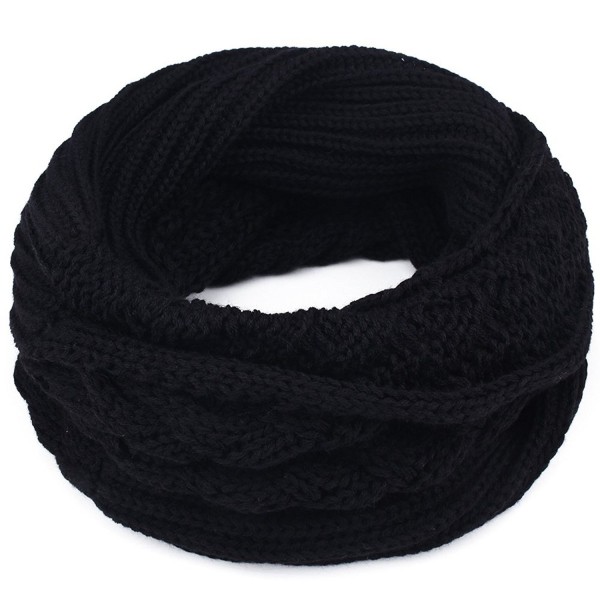 Women's Winter Knit Infinity Scarf - Thick Ribbed Knitted Cable Circle Loop Scarf FURTALK Original - Black - CV187I4C8RQ