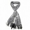 Women Floral Pashmina Scarf - Beautiful ladies floral scarves with geo pattern - Silver Grey - CQ11GUCB14N