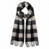 Soft Cashmere Feel Plaid Houndstooth Print Scarf Unisex Scarves Warm & Cozy - Black Gray Checkered Plaid - CC11FOLDFOF