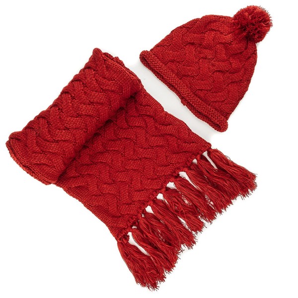 Noble Mount Womens Metro Winter Scarf and Hat Set - Red - C8121PNRXU7