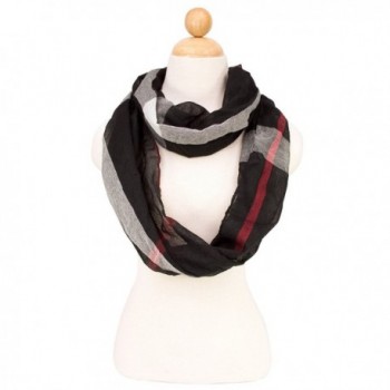 Elegant Plaid Design Infinity Loop Circle Scarf - Different Colors Available - Black - CF121ECSN71