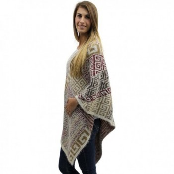 Beige Multicolor Greek Pattern Poncho