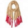 Nine West Women's Ribbed Asymmetrical Muffler with Pop Fringe - Camel/Azalea - C711YVQA07X