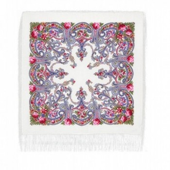 Pavlovo Posad Russian White Shawl Pashmina Scarf Wrap Wool 35x35'' - C3183COLHRY