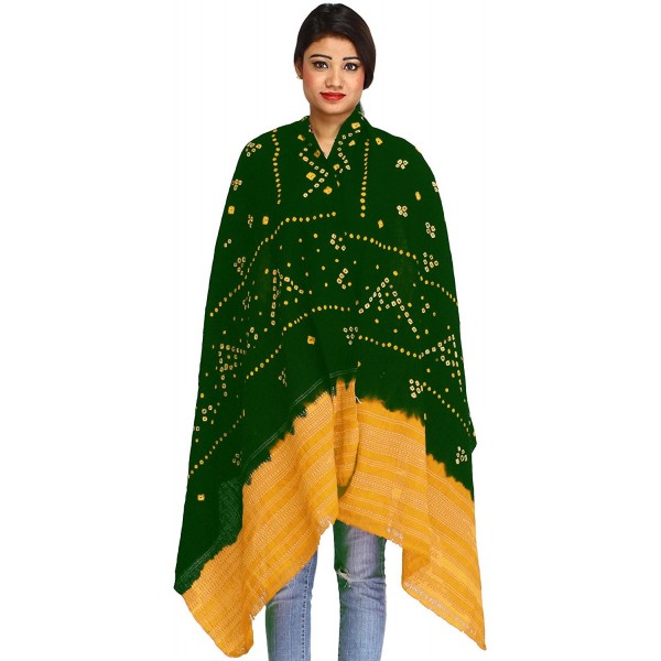 Exotic India Double-Shaded Bandhani Tie Dye Shawl from - Komou Green - CM180Y3HH0C