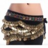 Women's Belly Dance Hip Scarf- Multi-row Silver Coin Dance Skirt with Rhinestones 310 Gold Coins - 5 - CM123F8Q17V