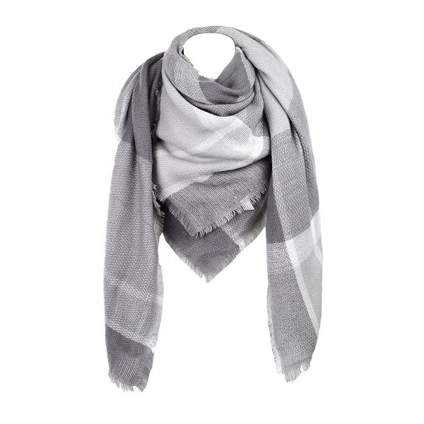 Cozy Checked Plaid Blanket Scarf - Soul Young Tartan Stylish Cape Wrap Shawl for Women and Men - Grey - CV12L5JPB7D