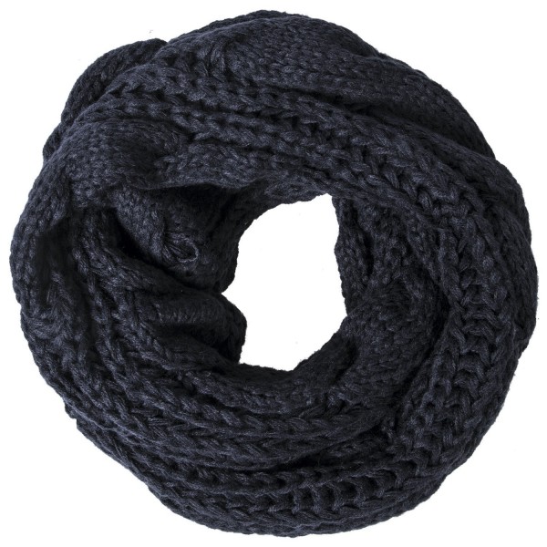 Loritta Womens Winter Warm Ribbed Thick Knit Infinity Scarf Circle Loop Cowl Scarf - Black - CW1859DY0A4