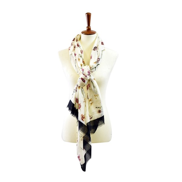 Floral Print Scarf - Ivory - CY18687OQZS