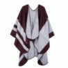 PULI Women's Color Block Blanket Scarf Winter Pashmina Reversible Cardigans Wrap Poncho Cape - Brown - CR1889HR65I