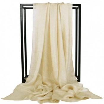 Faskelin Long Lightweight Sheer Shawls and Wraps Fashion Soft Large Scarfs for Women - Light Gold - C617AA6ZU9E
